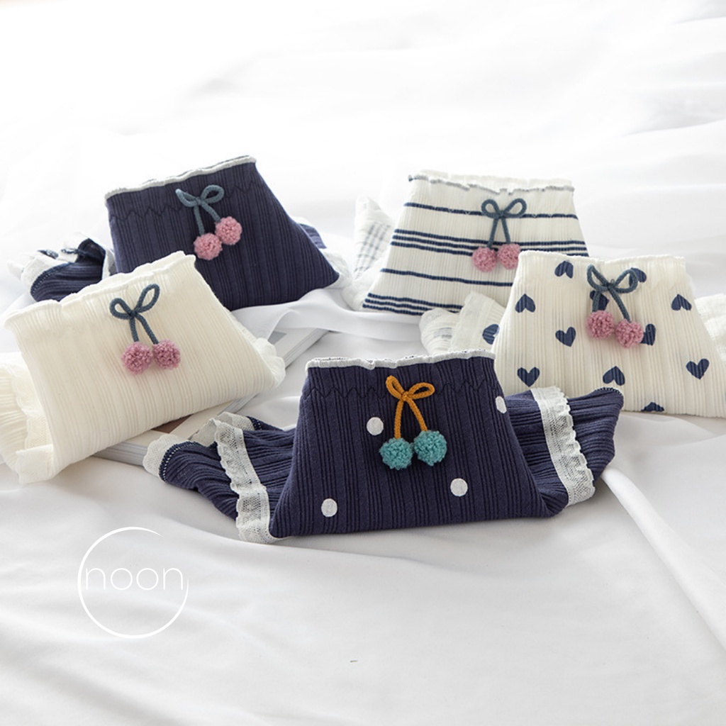 NOON (Winter Nights) Celana Dalam CD Wanita Korea Dewasa Motif Lucu Imut Undies Katun Import Lusinan Grosir Murah Sorex Sorella Fema Natal Hati Renda Bunga