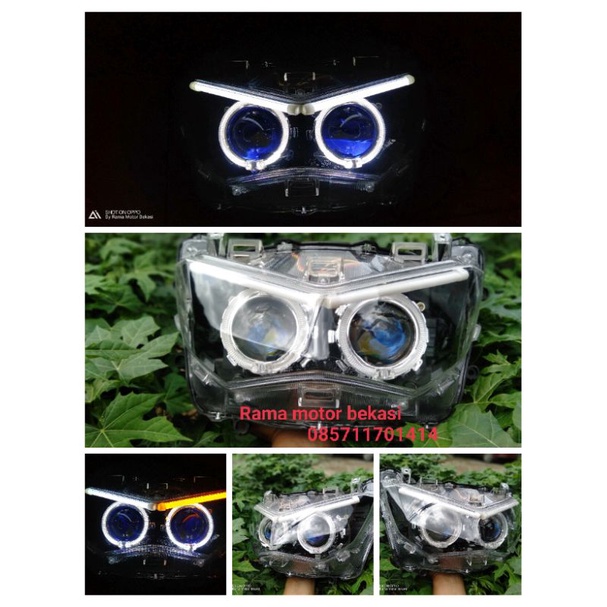 LAMPU DEPAN ALL NEW NMAX 2020 CUSTOM PROJIE DRL 2 MODE RUNNING BKN AES JPA VAHID