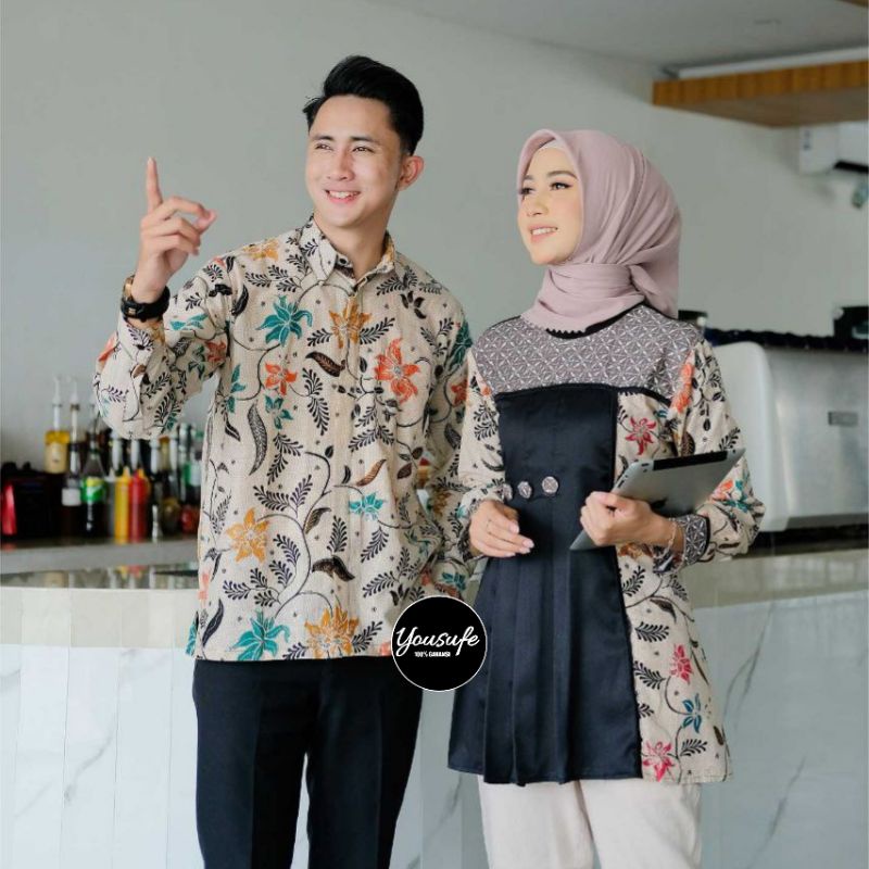 Couple Batik Pekalongan Halus Blouse Kemeja Batik Kantor Kerja Nyaman Halus