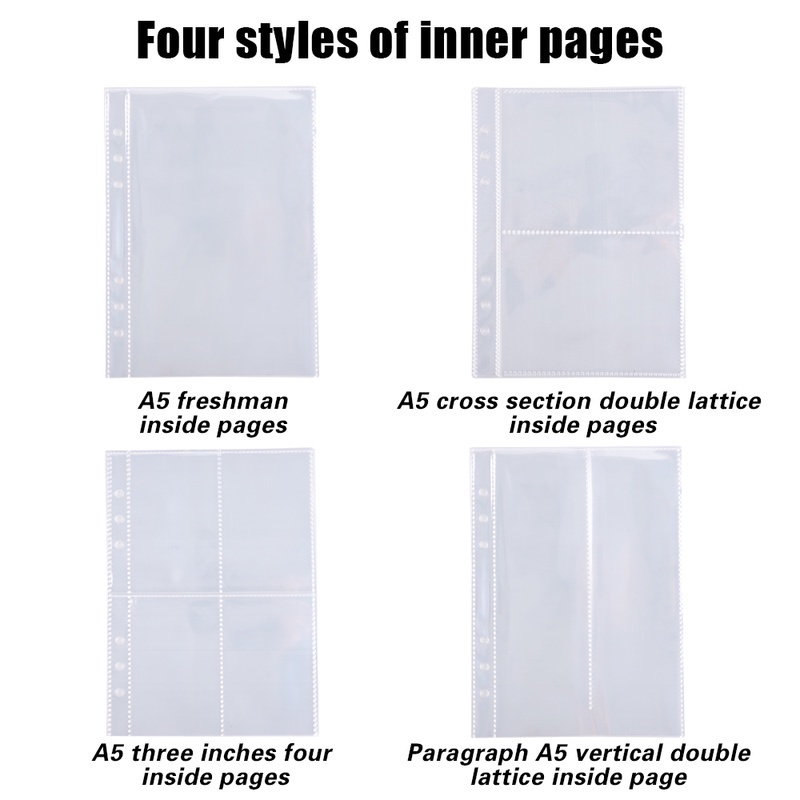 10 Lembar Folder Flipbook 6 Lubang Bahan PP Frosted Transparan Ukuran A5 Untuk Kantor/Hot Sale