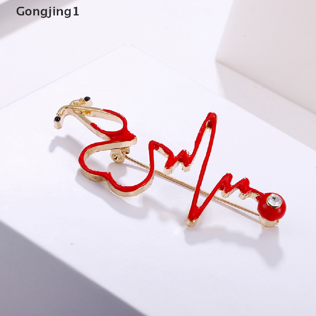 Gongjing1 Bros Pin Enamel Bentuk Detak Jantung Untuk Aksesoris Wanita