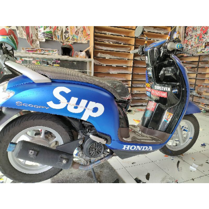 skotlet biru tua satin lebar 50cm/biru doff metalik