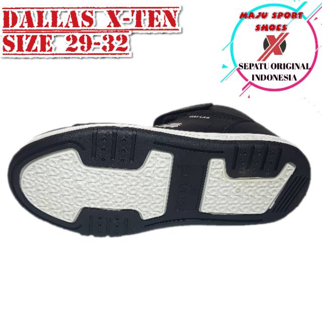 Sepatu sekolah original Dallas X-ten perekat tali resleting Hitam Putih