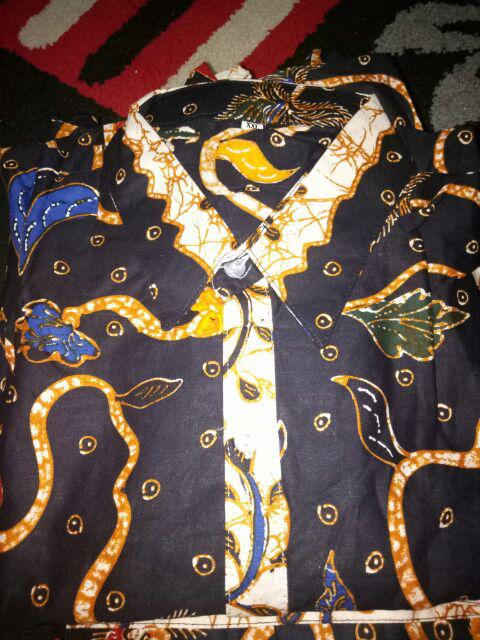 Qnunbatik Sarimbit Couple Terusan/dress/hem Kemeja Batik Anak Daun Jaya