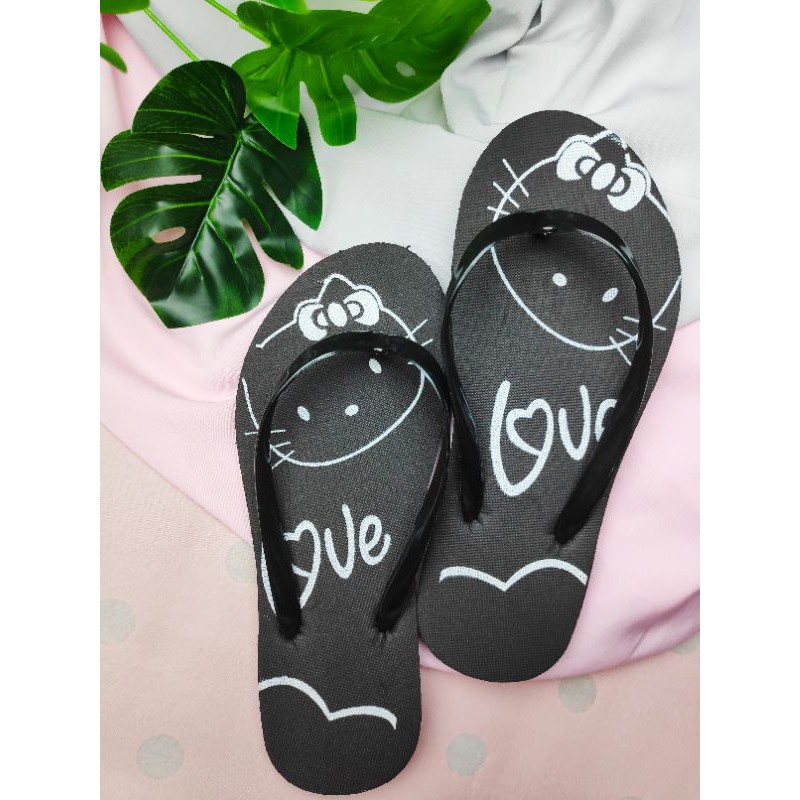  SANDAL  JEPIT WANITA  MURAH  SPON MOTIF HELLOKITTY LUCU 