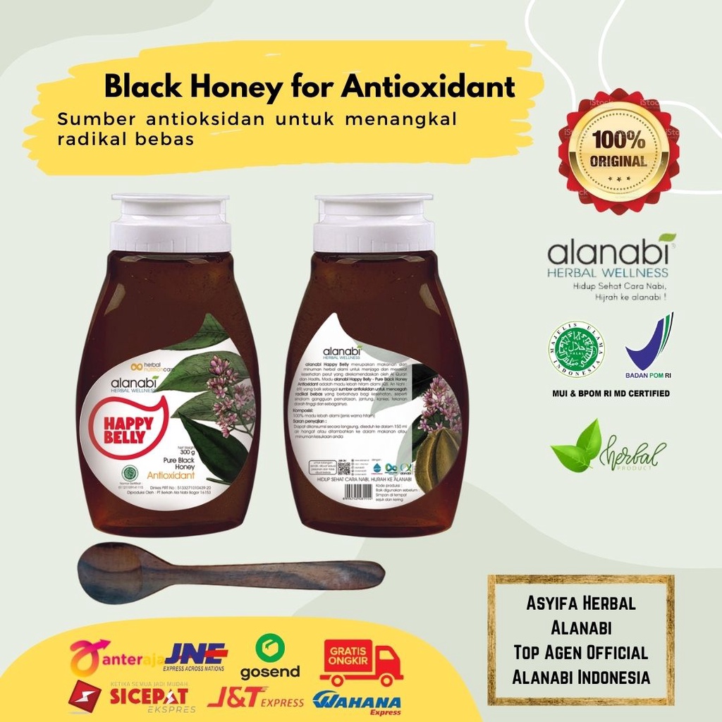 

Madu Murni Asli Alanabi Happy Belly Pure Black Honey (Antioxidant) G