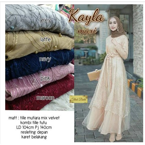 8 WARNA ADA JUMBO & BUSUI Dress Exclusive Brukat Tille Kayla Maxi Dress Aurel Premium