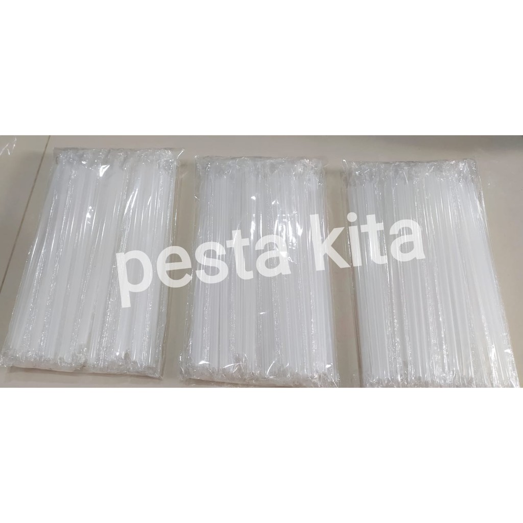 1 PACK SEDOTAN PLASTIK + KANTONG PLASTIK / SEDOTAN ISI 50 PC WARNA BENING BAHAN TEBAL