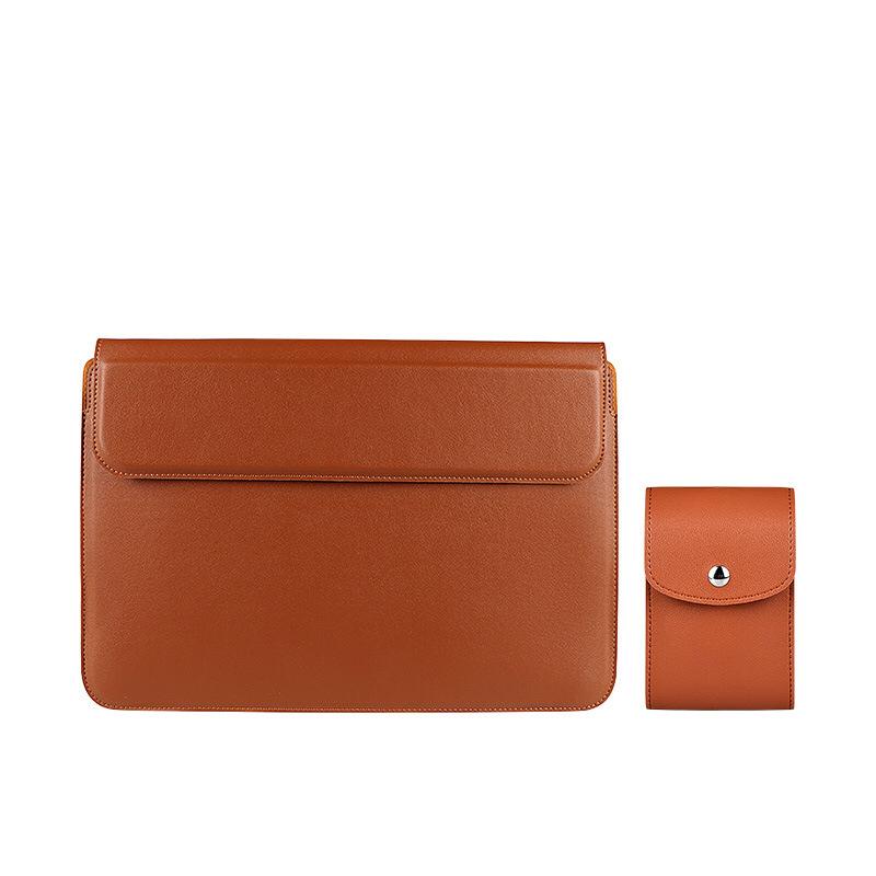 Simply Laptop Sleeve Case PU Leather with Kickstand and Free Pouch