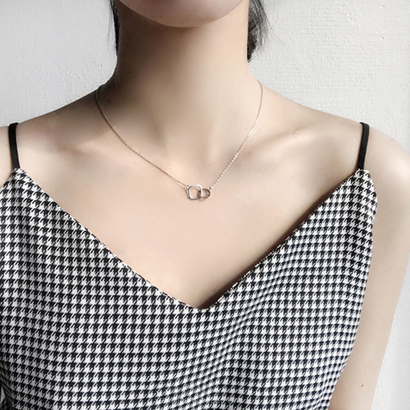 Geometri Cincin Ganda Salib Persegi Cincin Persegi Kalung Liontin Indah Kalung Perhiasan Permen