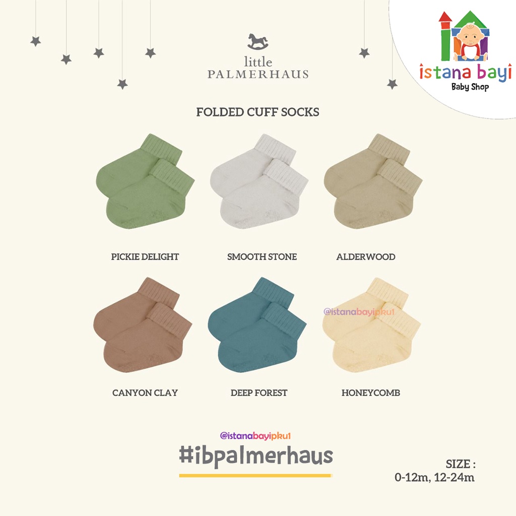 Little Palmerhaus Wording High Socks - FOLDED CUFF SOCKS - BASIC SHORT SOCKS (WITH ANTI SLIP) - Kaos kaki bayi