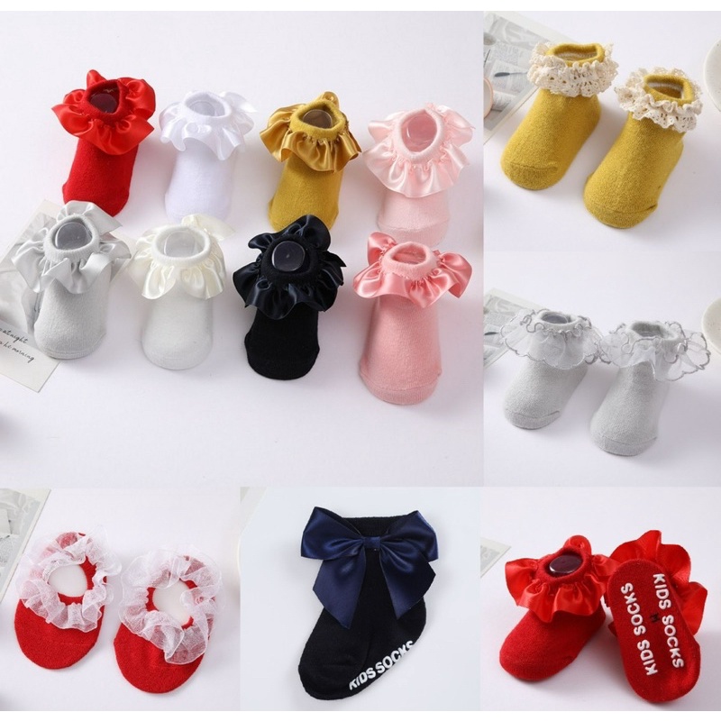 Part 1 - Kaki Anak Bayi Balita Perempuan Antislip RUFFLE PITA MIX Import