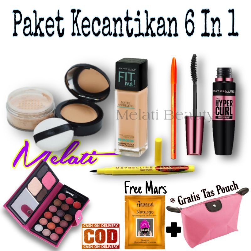 Make Up Set Lengkap 6 In 1 / Paket Kosmetik / Paket Kecantikan / Make Up Set Fit Me / Kosmetik / Kecantikan / Paket Kosmetik Murah / Paket Maybelline / Bedak Tabur