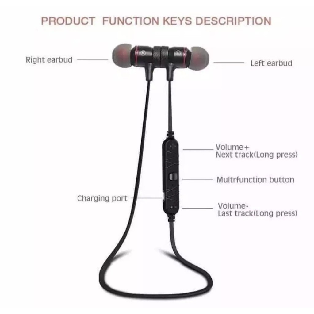 SPORTS Headset Bluetooth Wireless Earphone Magnetic Suara Jernih Classical and Professional Sound