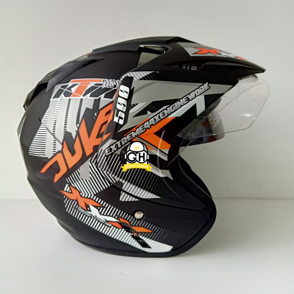 HELM DUA KACA MURAH HELM DOUBLE VISOR MURAH HELM DEWASA MURAH DUKE ORANGE