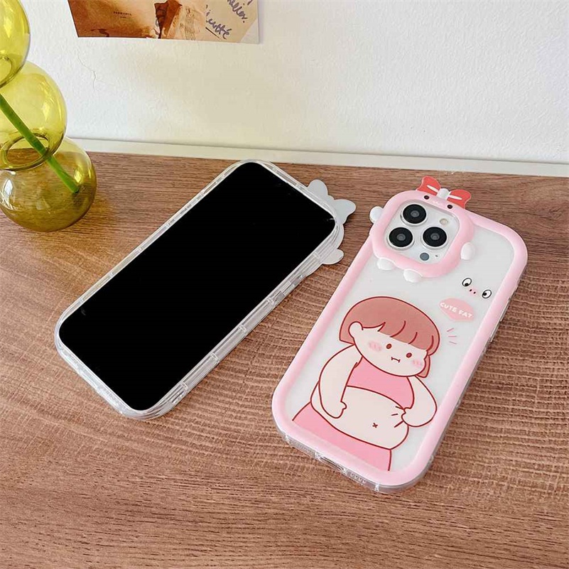 Case Pelindung Lensa Transparan Shockproof Motif Kartun Monster Kecil Untuk iPhone 14 13 12 11 Pro Max X Xr Xs Max 7 8 6 6s Plus SE 2020