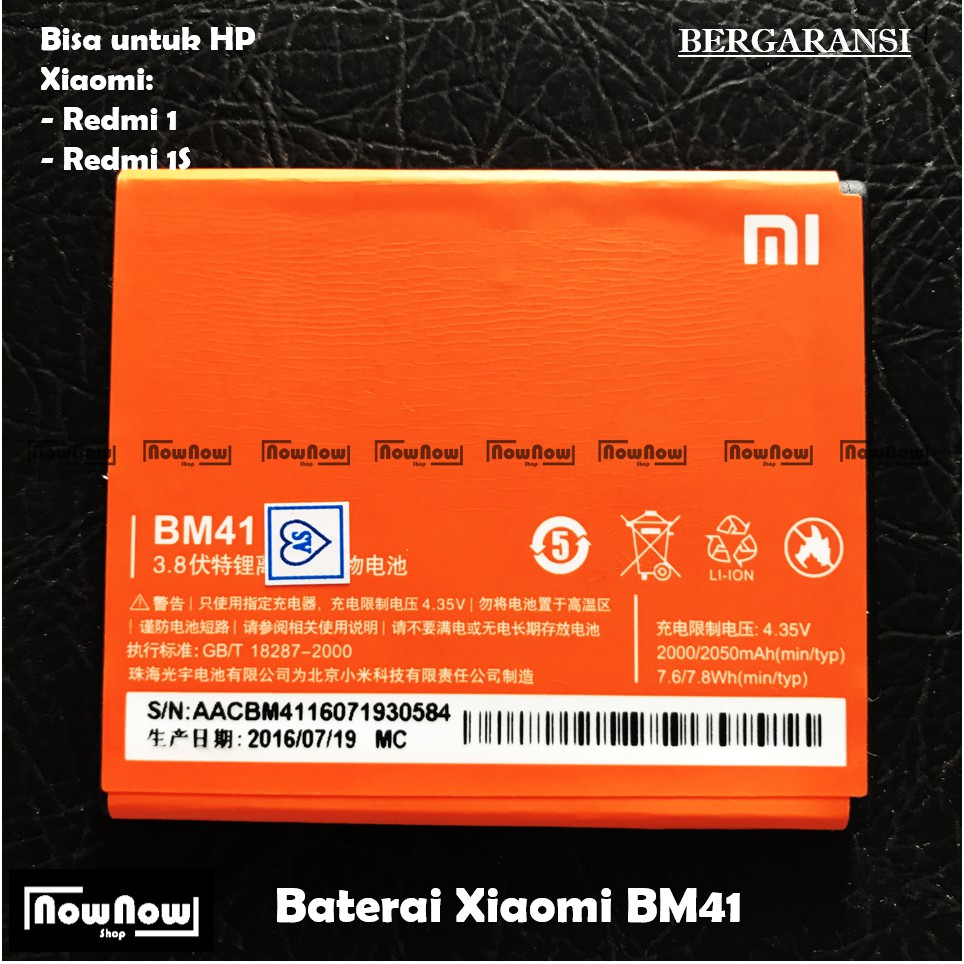 Baterai XiaoMi Redmi 1 1S BM41 Original Batre Batrai Battery HP