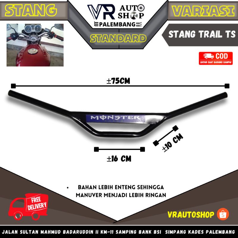 Stang Trail TS Standar Hitam MODIFIKASI MOTOR