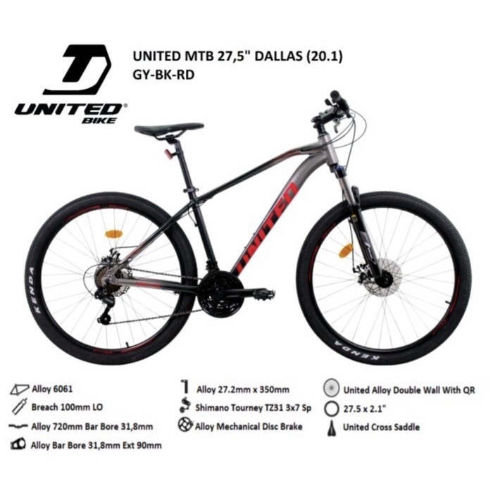 Sepeda Gunung MTB United Dallas 27,5 inch termurah SNI murah alloy NEW
