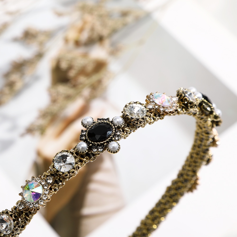 Fashion Rhinestone Pearl Headband Temperament Diamond Crystal Hair Bands for Women Hair Accessories