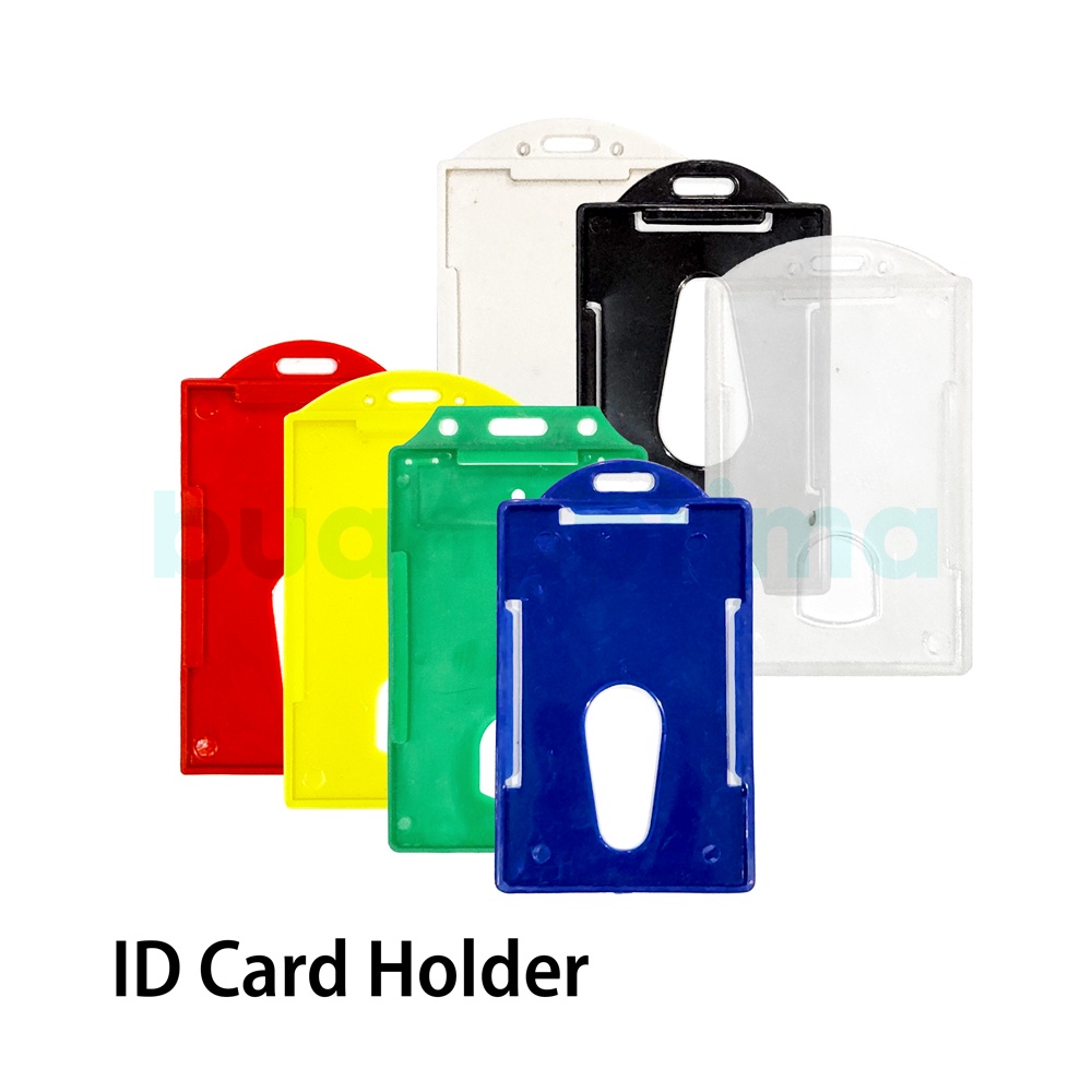 Jual ID Card Holder Plastik Warna Hijau Biru Merah Kuning Hitam