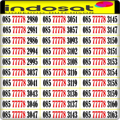 Nomor Indosat Cantik Kwarted 7777