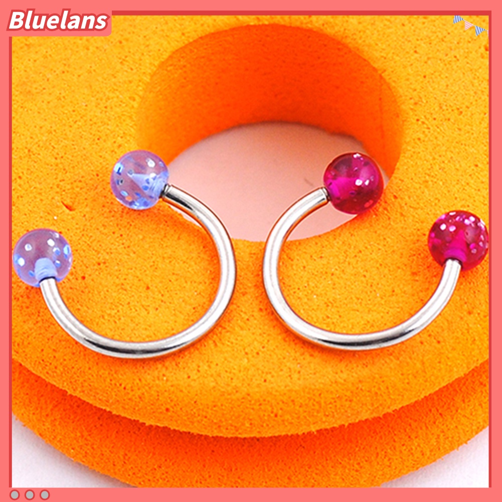 Bluelans 7Pcs 16G Stainless Steel Earring Nose Lip Nipple Circular Barbell Horseshoe Ring