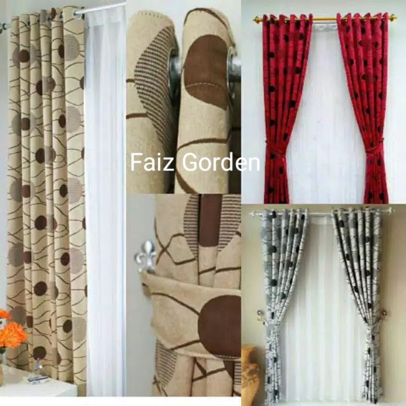 Gorden Jendela Minimalis Blackout Motif ACACIA Smokring 12 Ring- Hordeng Pintu Kamar Tirai Pintu&jen