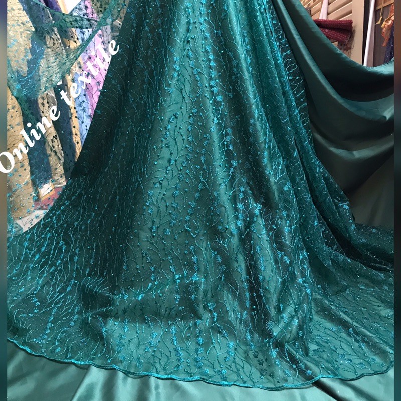 MURAH!!! kain bahan Tulle akar mutiara / bahan kebaya brokat tille ( TULE PADI).