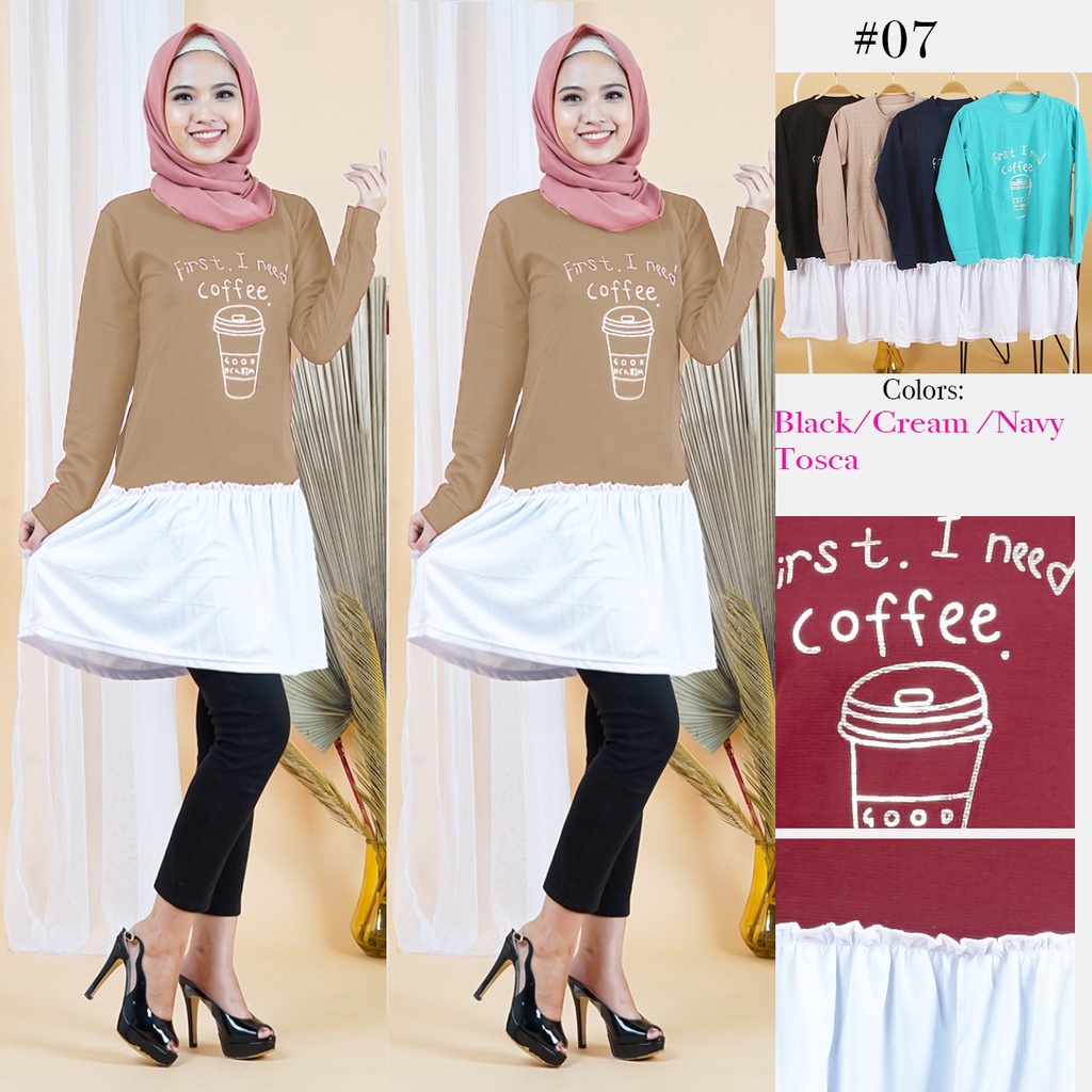 Baju atasan Tunik fashion muslimah Cofee