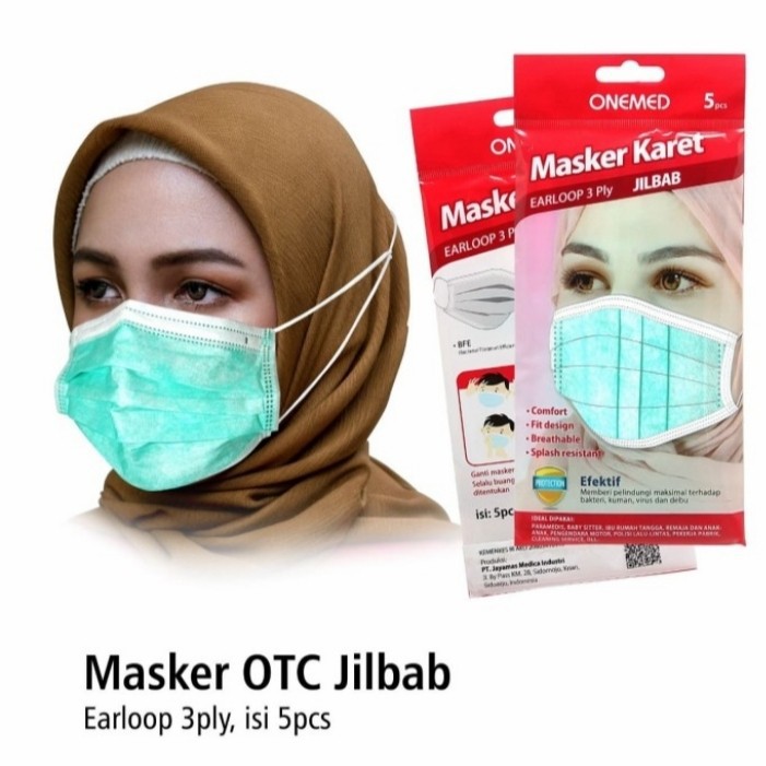 Masker Jilbab Onmed isi 5 Pcs 3ply