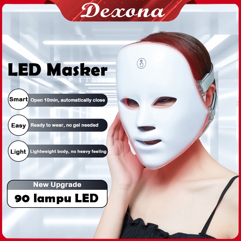 ⭐Remote⭐Masker LED PDT Light 7 Warna Led Mask Photon Therapy Alat Perawatan Wajah Penggunaan Pengisian Daya 7 Colors Led Masker Wajah