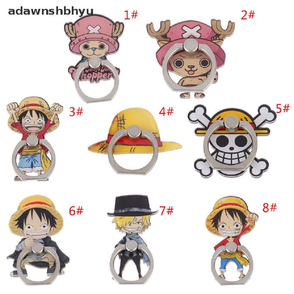 Adawnshbhyu One Piece Luffy Chopper Finger Ring Acryli Dudukan Ponsel Stand Cincin Telepon