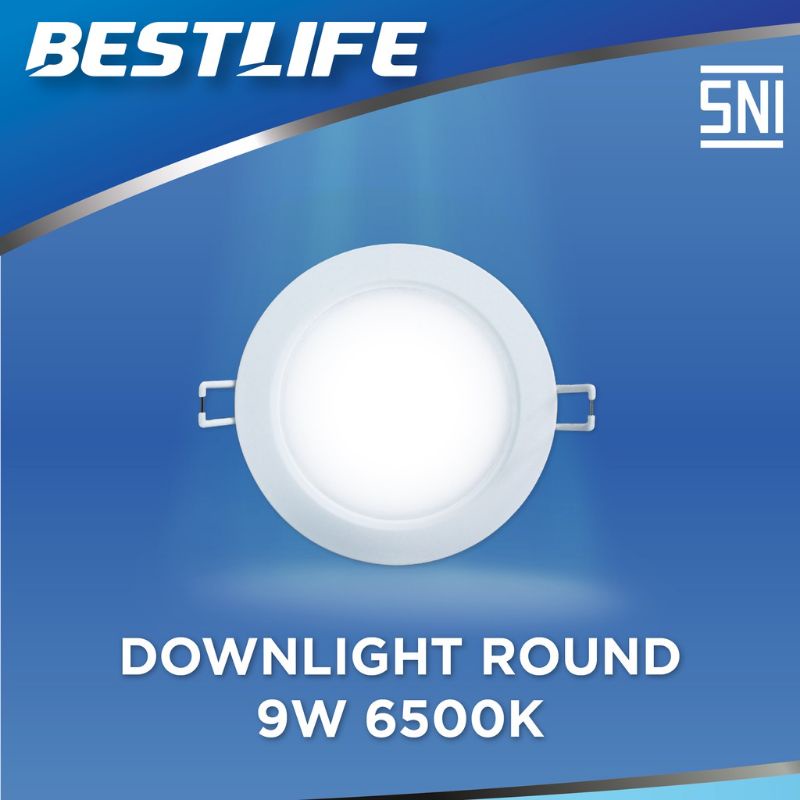 LAMPU TANAM ATAP PLAFON TEMPEL PANEL DATAR DOWN LIGHT BEST LIFE  DOWNLIGHT LED 9 WATT 6500K BESTLIFE BL-LED-DWL-R01-9W