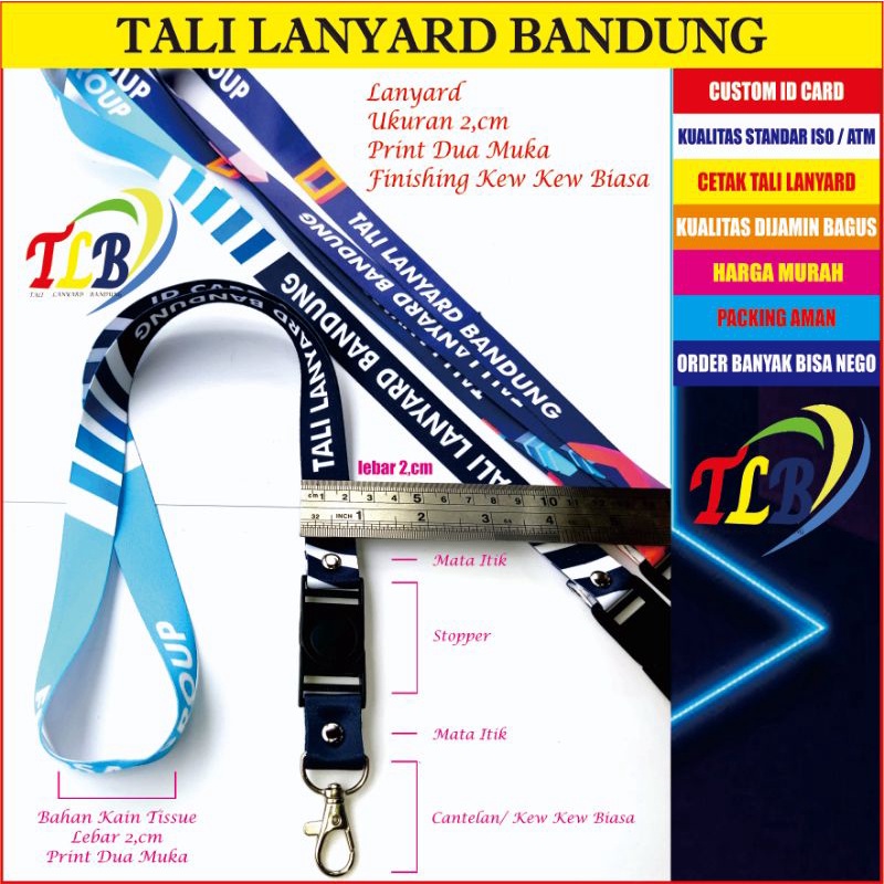 

CETAK TALI LANYARD ID CARD CUSTOME 2 CM 2 SISI TALI LANYARD CUSTOME PRINTING SUBLIM FULL COLOR