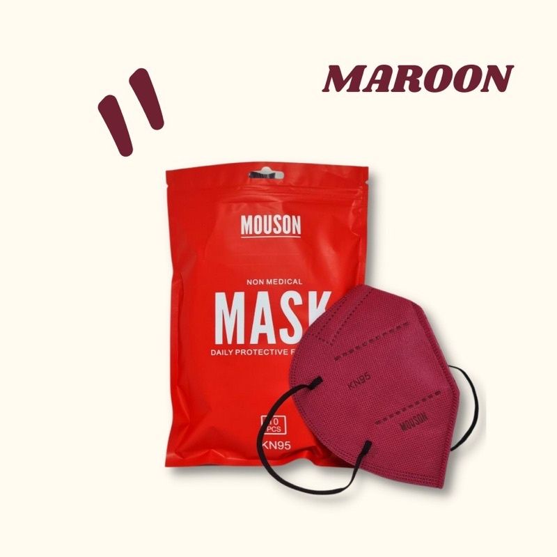 10PCS MASKER IMLEK KN95 WARNA MERAH MAROON EARLOOP 5PLY SINCIA CHINESE LUNAR NEW YEAR TINGJING LAMAR