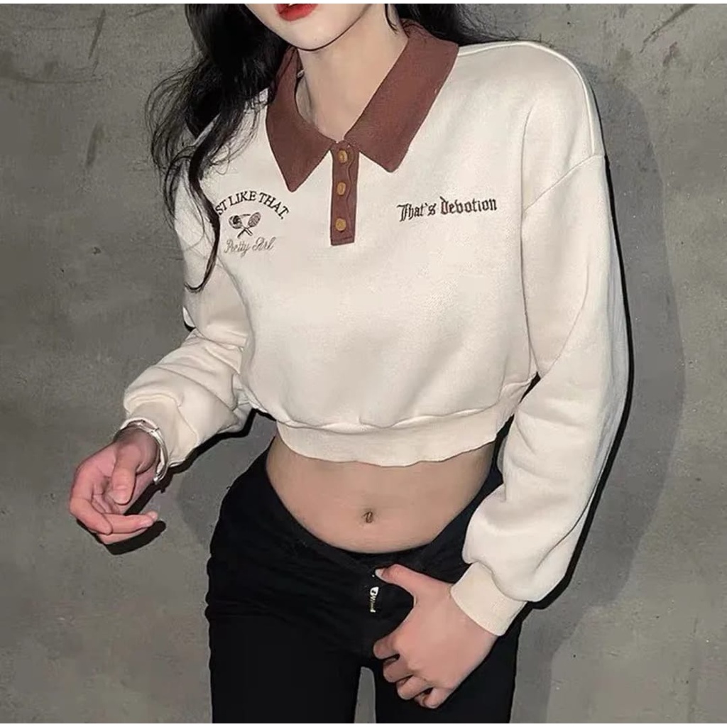 PAKAIAN WANITA / JUST LIKE THAT SWEATER KERAH WANITA / SWEATER CROP WANITA