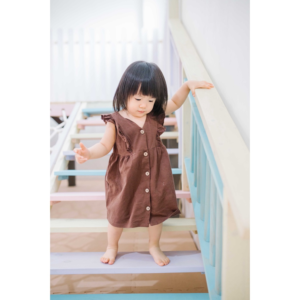 Bohobaby Febe Dress 3-4Y/Bohopanna Gaun Terusan Anak Bayi/Baju Dress Ruffle Set Celana Pendek-2