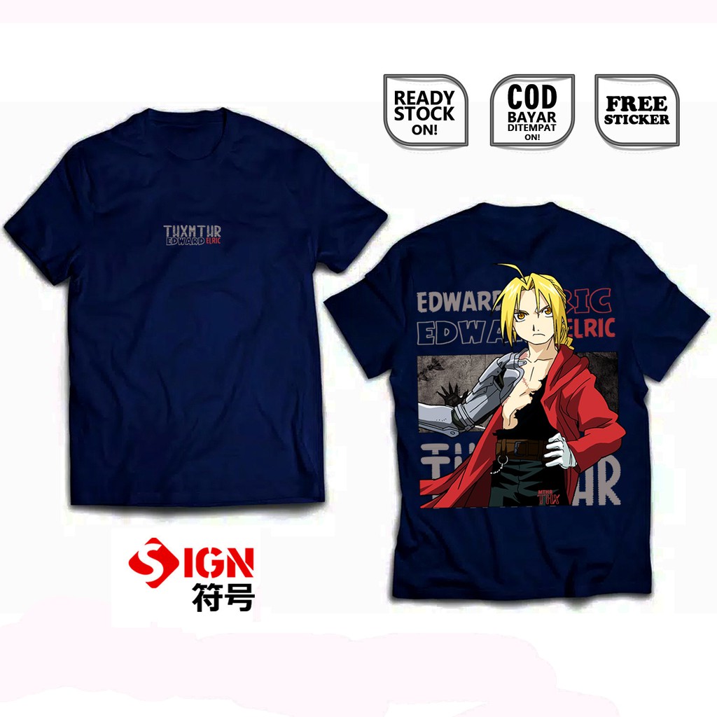 KAOS EDWARD ELRIC FULLMETAL ALCHEMIST ANIME MANGA BAJU JEPANG ALPHONSE ROY MUSTANG WINRY HOHENHEIM S