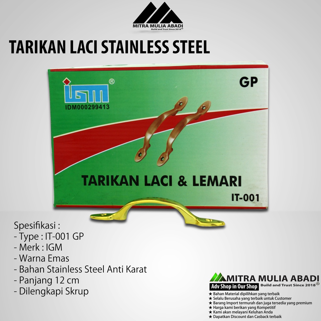 Tarikan Laci Gold 5 Inch | Drawer Pull IGM Tipe IT-001 GP