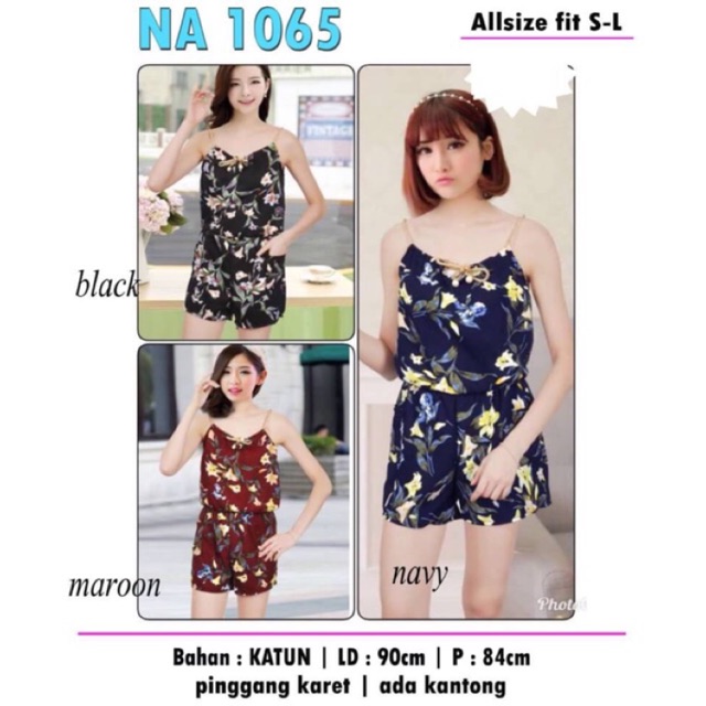 baju murah 1065 jumpsuit bunga import wanita