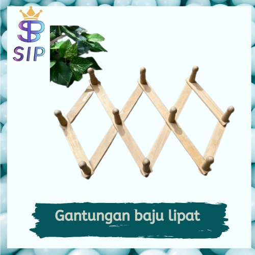 Gantungan baju lipat / Gantungan baju kayu harmonika