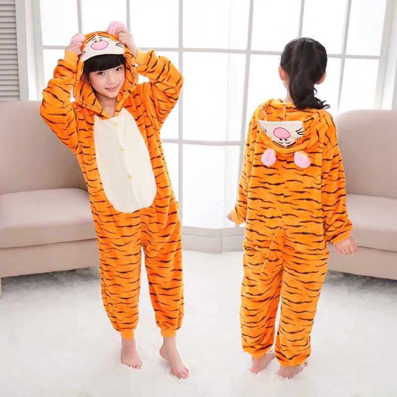 KOSTUM ONESIE HARIMAU TIGGER TIGER ANAK PIYAMA COSPLAY PESTA