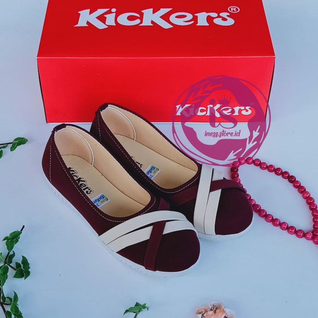 SEPATU FLAT WANITA KICKERS SLIP ON TERBARU KODE  BLT-04 MURAH GROSIR