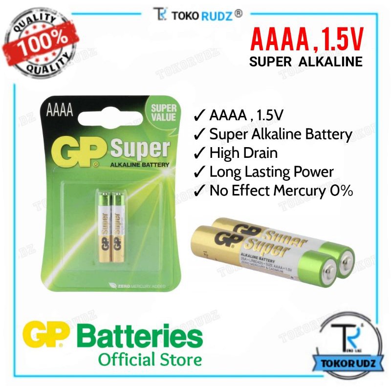 Baterai AAAA Batre A4 E96 1.5V Super Alkaline GP Original Stylus Pen isi 2 Pcs