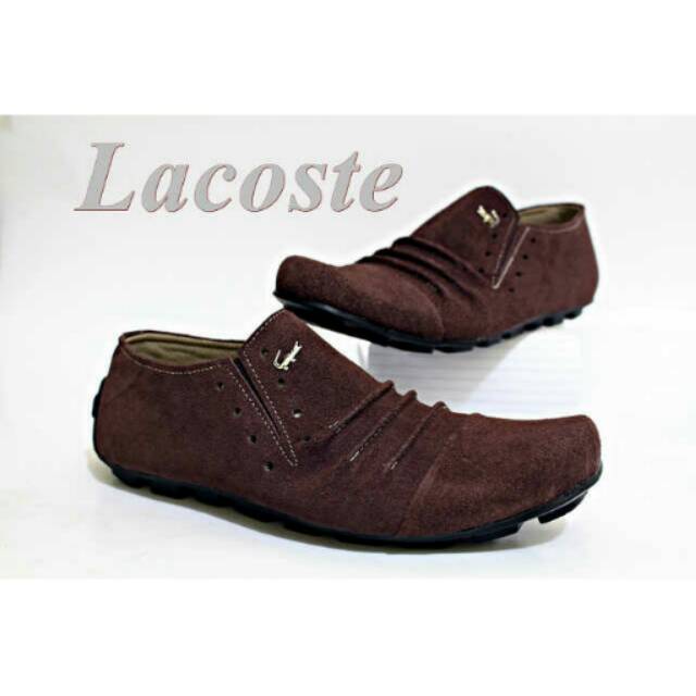Sepatu slop keren murah/ slop lacoste/ slop coklat hitam tan/ sepatu murah kerja kantoran pria
