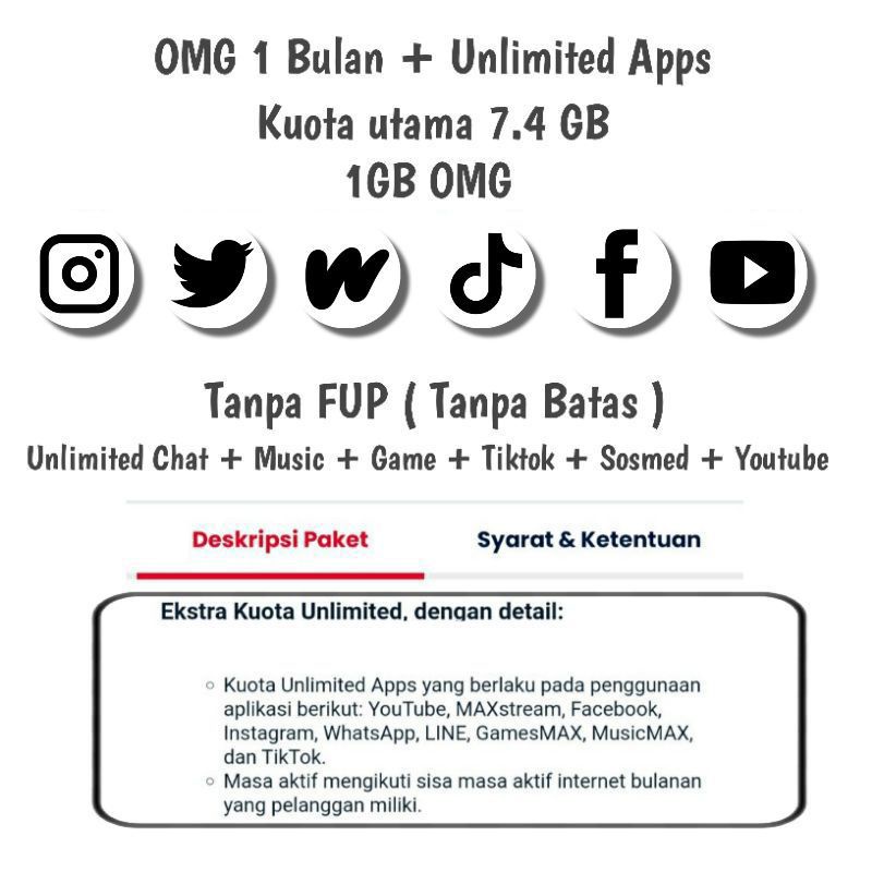 Paket Data Internet Kuota Telkomsel Orbit 3000GB Unlimited Apps 1 Bulan Termurah