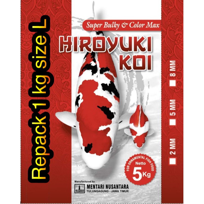 Hiroyuki koi food super bulky & color repack 1 kg size L