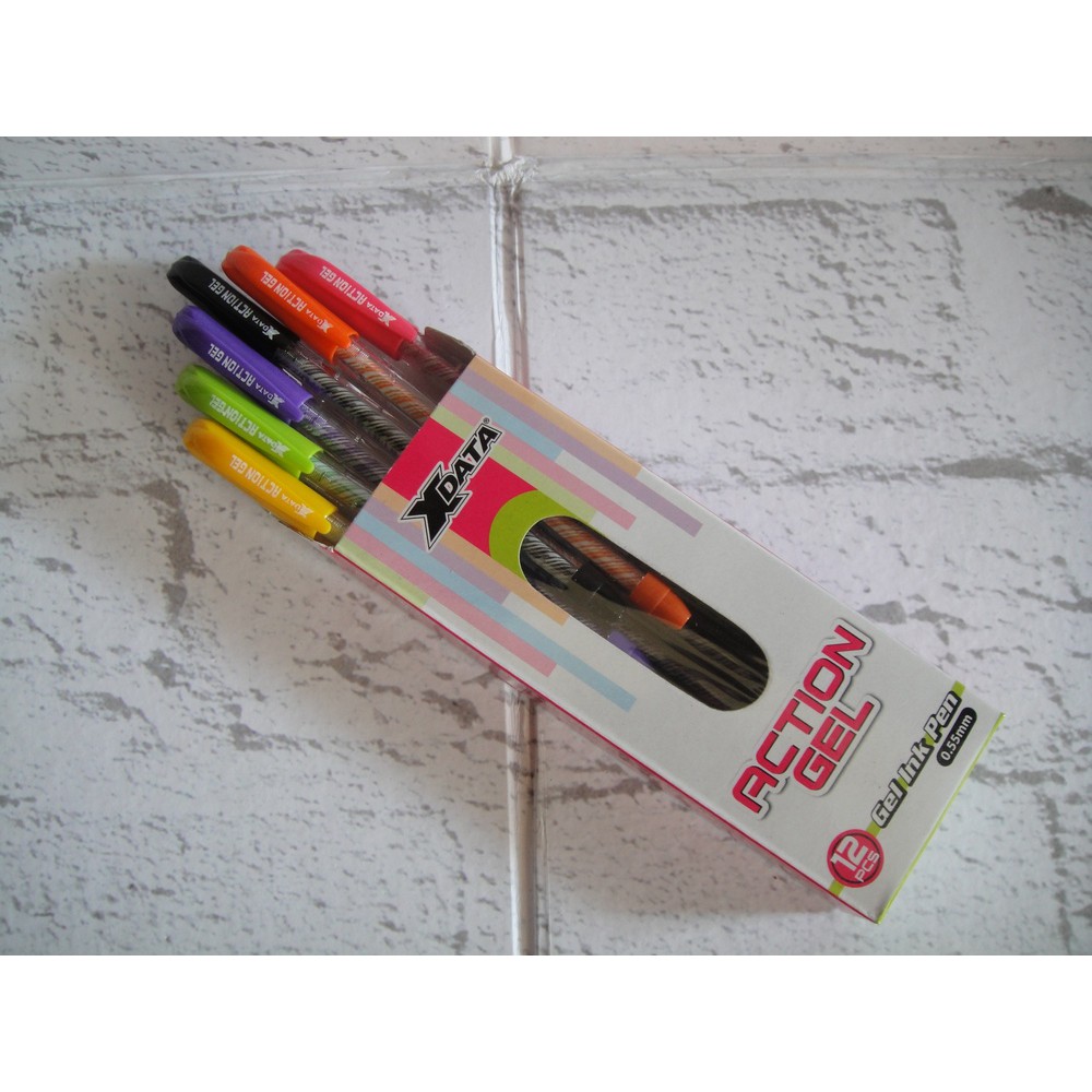 6 Pcs Pen / Pen Gell / Pulpen Gell / Ballpoint XData Action Gell - Gel Ink Pen