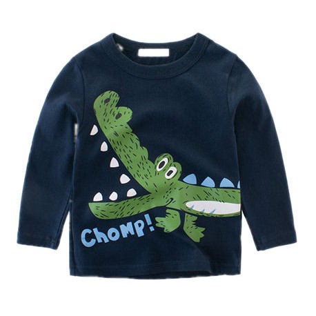 [JOYLEEN BEBE] Chomp Shirt Crocodile Kaos Lengan Panjang Karakter Kaos Anak Laki-Laki Import